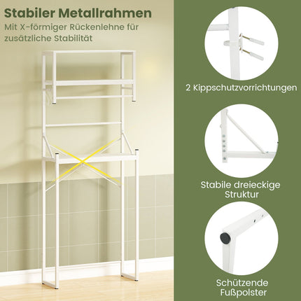 3-Tier Over-Toilet Bathroom Shelf, 64x24x162 cm, White