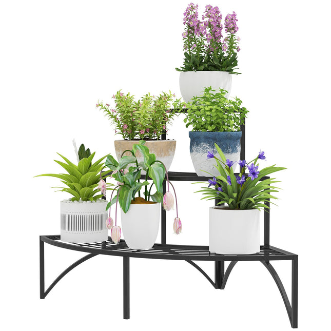 Plant stand in three levels in metal for indoor outdoor use, 60 cm high