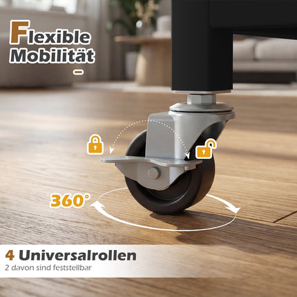 3-Tier Printer Stand with Wheels and Hooks, Brown