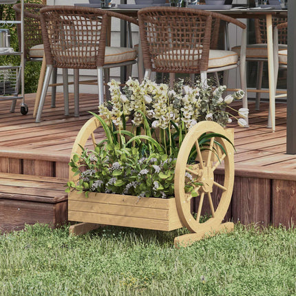 3-Tier Raised Garden Bed, Wagon Wheel Design, Fir Wood