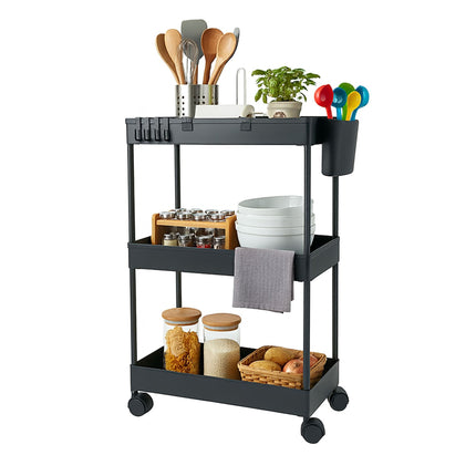 3-Tier Rolling Cart with Wheels for Kitchen & Bathroom