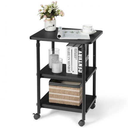 3-Tier Rolling Printer Stand, Adjustable Height, Locking Casters