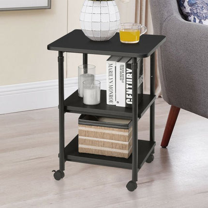 3-Tier Rolling Printer Stand, Adjustable Height, Locking Casters