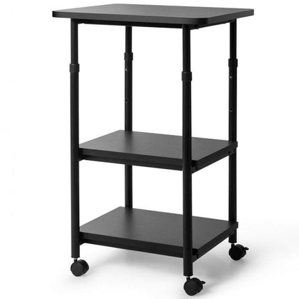 3-Tier Rolling Printer Stand, Adjustable Height, Locking Casters