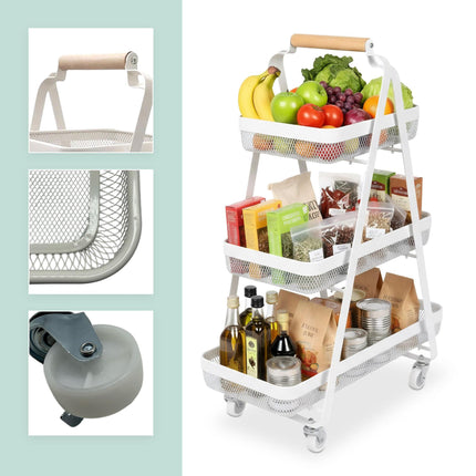 3-Tier Rolling Storage Cart – Living Room, Bathroom, Office