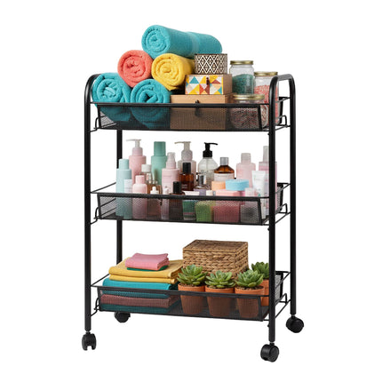 3-Tier Rolling Storage Cart With Smooth Casters