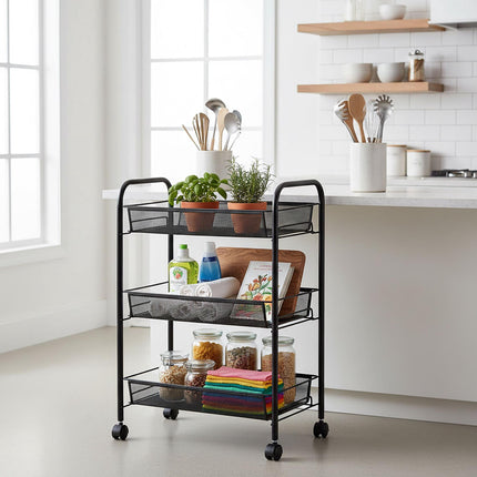 3-Tier Rolling Storage Cart With Smooth Casters