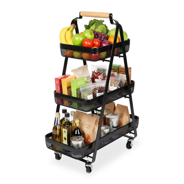 3-Tier Rolling Storage Trolley with Wheels