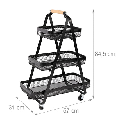 3-Tier Rolling Storage Trolley with Wheels