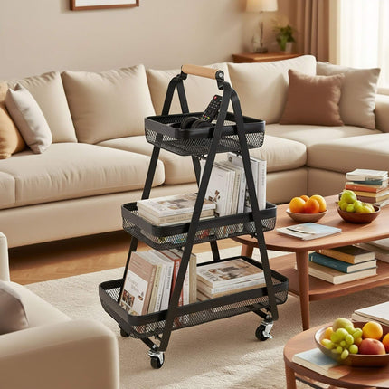 3-Tier Rolling Storage Trolley with Wheels