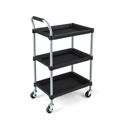 3-Tier Rolling Tool Cart with Wheels, Black, 64x40x102 cm
