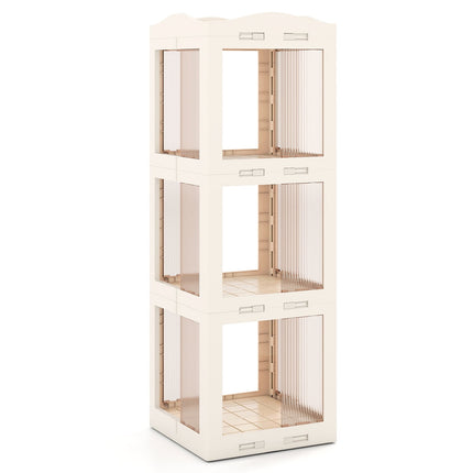 3-Tier Rotating Bookshelf, Foldable, Non-Slip, White