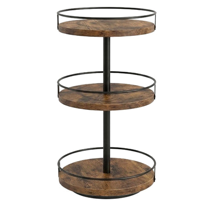 3-Tier Rotating Spice Rack, Brown – MDF & Iron