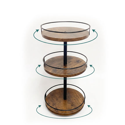 3-Tier Rotating Spice Rack, Brown – MDF & Iron