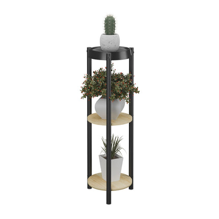 3-Tier Round Metal Plant Stand for Indoor Use