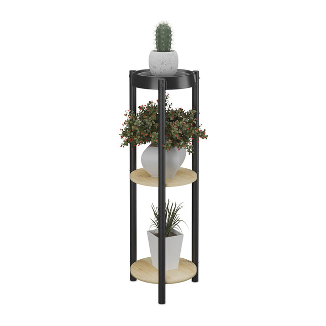 3-Tier Round Metal Plant Stand for Indoor Use