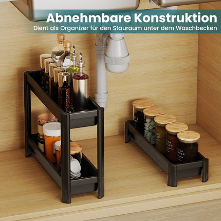3-Tier Slim Rolling Kitchen Cart with Handles, Black