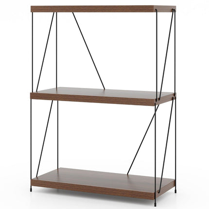 3 Tier Standing Shelf with Metal Frame Industrial Bookshelf Storage Rack 60 x 29.5 x 85.5 cm