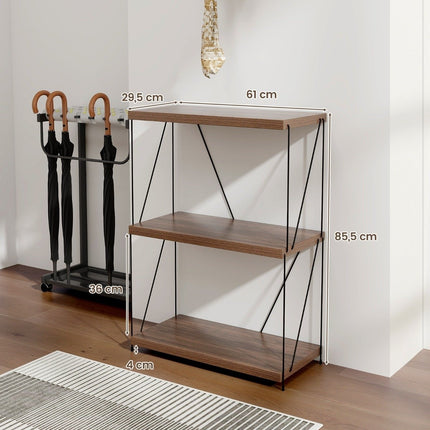 3 Tier Standing Shelf with Metal Frame Industrial Bookshelf Storage Rack 60 x 29.5 x 85.5 cm