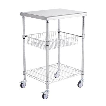 3-Tier Steel Rolling Utility Cart, 470 lb, Locking Wheels