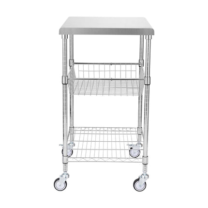 3-Tier Steel Rolling Utility Cart, 470 lb, Locking Wheels