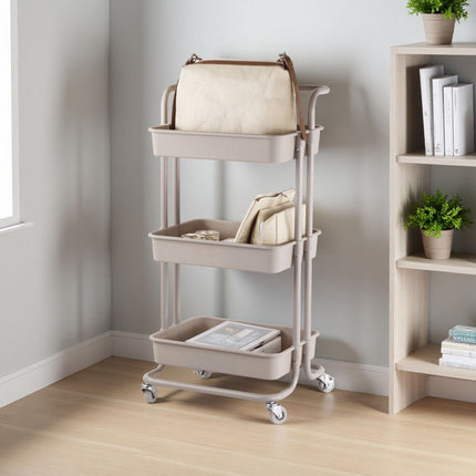 3-Tier Trolley with Adjustable Dividers and Hooks
