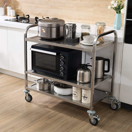 3-Tier Utility Cart, Steel Wire Rolling, 450 lb Capacity