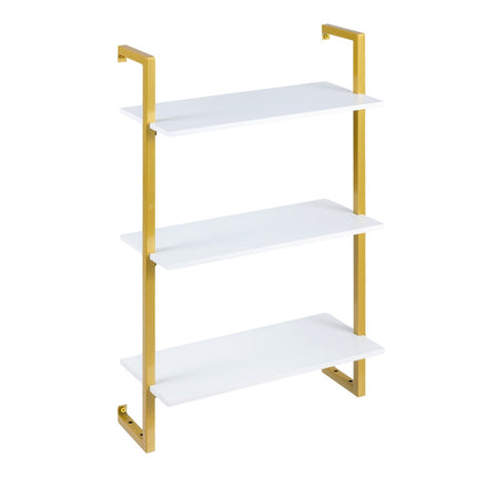 3-Tier Wall Shelf with Metal Frame – White, 53x23x90 cm