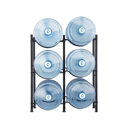 3-Tier Water Jug Rack, Holds 6 5-Gallon Bottles, Black