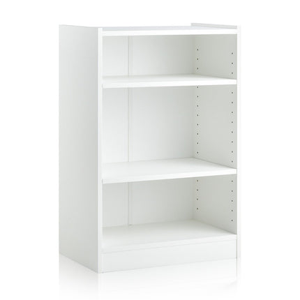 3-Tier White Bookshelf with Adjustable Shelves, 50x30x75 cm