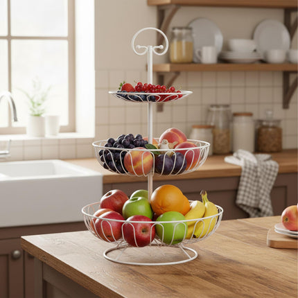 3-Tier Wire Fruit Bowl Stand – Round, Air-Circulating Design