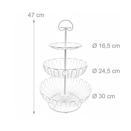 3-Tier Wire Fruit Bowl Stand – Round, Air-Circulating Design