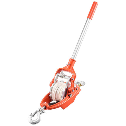 3 Ton Come-Along Rope Puller, 10.7 m UHMWPE Rope, 2 Hooks