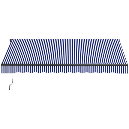 Wall-mounted awning, 3x2.5m, Blue & White, Sun protection