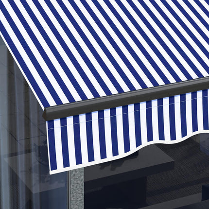 Wall-mounted awning, 3x2.5m, Blue & White, Sun protection