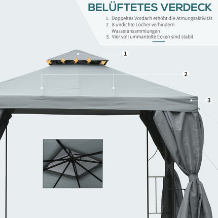 Double roof marquee, waterproof UV protection, dark grey