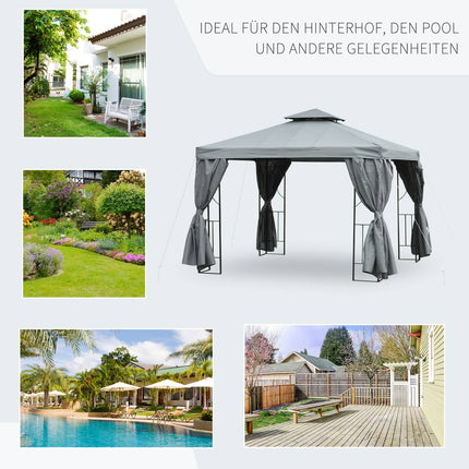 Double roof marquee, waterproof UV protection, dark grey