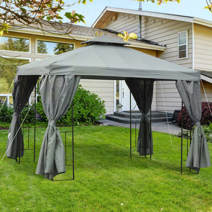 Double roof marquee, waterproof UV protection, dark grey
