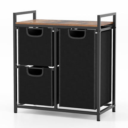 3 compartment laundry basket with shelf & 3 removable pockets laundry basket 66.5 x 33 x 72 cm