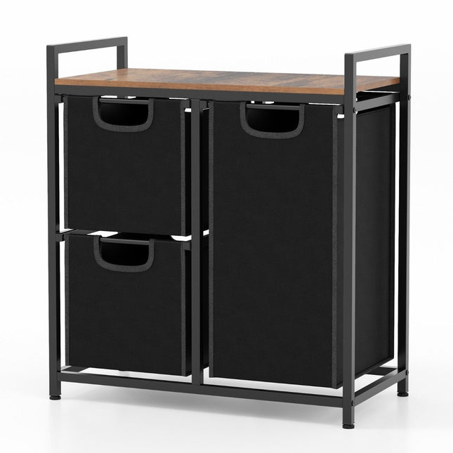 3 compartment laundry basket with shelf & 3 removable pockets laundry basket 66.5 x 33 x 72 cm