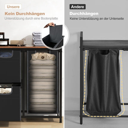 3 compartment laundry basket with shelf & 3 removable pockets laundry basket 66.5 x 33 x 72 cm