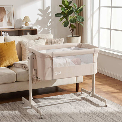 3-in-1 Adjustable Baby Crib with Wheels – Beige