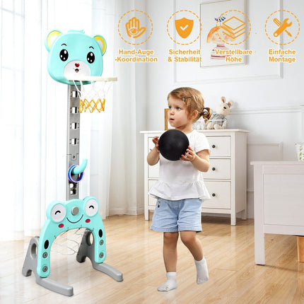 3-in-1 Adjustable Kids Basketball, Soccer, Ring Toss Set