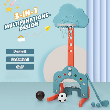 3-in-1 Adjustable Kids Sports Set: Basketball, Soccer, Golf