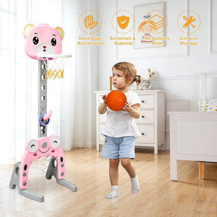 3-in-1 Adjustable Kids Sports Set: Basketball, Soccer, Ring Toss