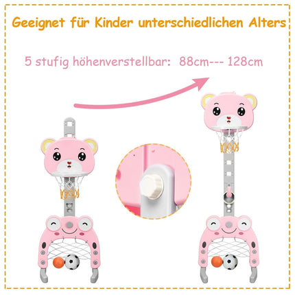 3-in-1 Adjustable Kids Sports Set: Basketball, Soccer, Ring Toss
