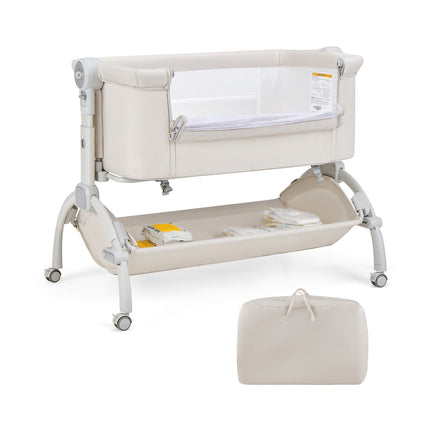3-in-1 Baby Bassinet, Adjustable Height Bedside Sleeper, Beige