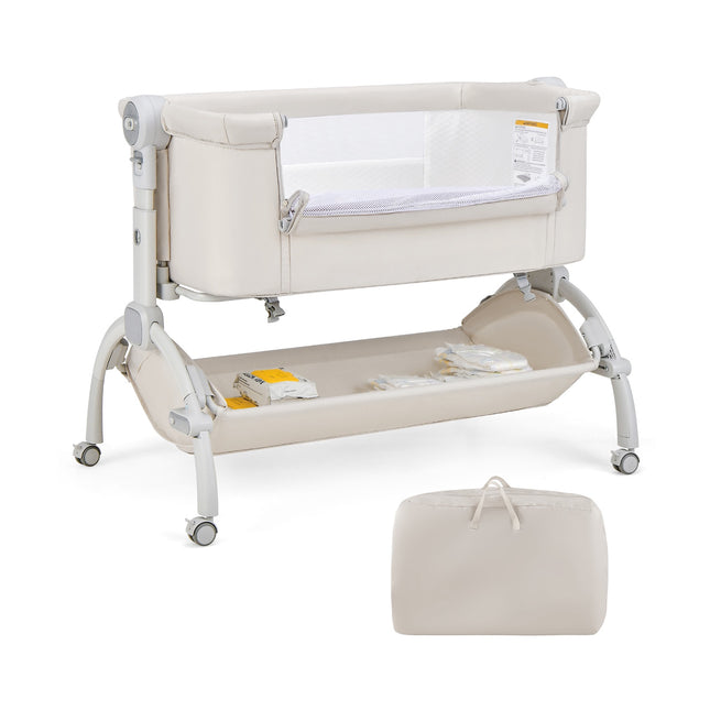 3-in-1 Baby Bassinet, Adjustable Height Bedside Sleeper, Beige