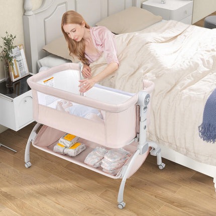 3-in-1 Baby Bassinet, Adjustable Height Bedside Sleeper, Beige