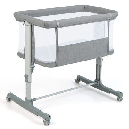 3-in-1 Baby Bed & Cradle with Mattress, Portable, Grey